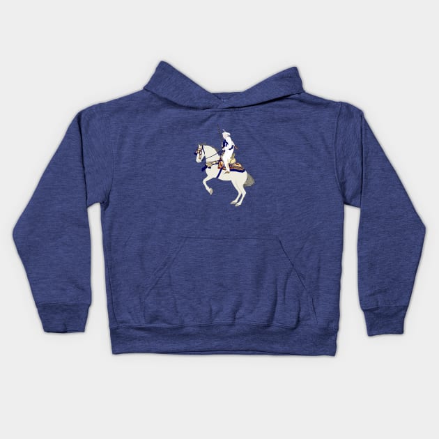 Moroccan Horse with His Saddle - Tbourida - Moroccan Equestrian Art Kids Hoodie by Tilila